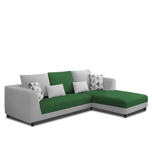 Image of Galib RHS 4 Seater L Shape Sofa Set for Living Room (Green Grey Fabric) Premium Fabric Sofa