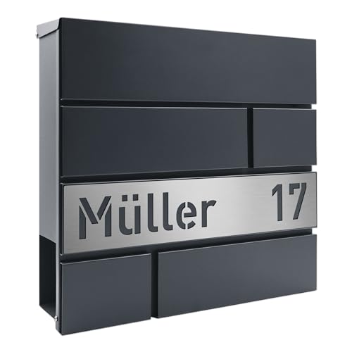Albers-Design Personalisierter Briefkasten in anthrazit (RAL7016) - mit...