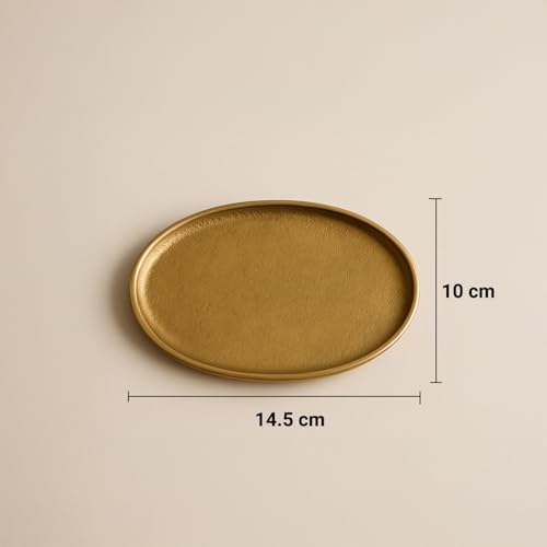 Image of MARKET 99 Golden Aluminium Serving Tray | Glossy Designer Raw Tray for Home Decor, Dining Table, Kitchen, Living Room & Centrepiece Styling | Multipurpose Decorative Platter for Festive & Gift Use