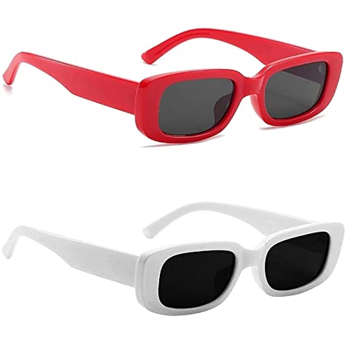 Image of Rectangle Sunglasses for Women Retro Driving Glasses 90's Vintage Fashion Narrow Square Frame UV400 Protection