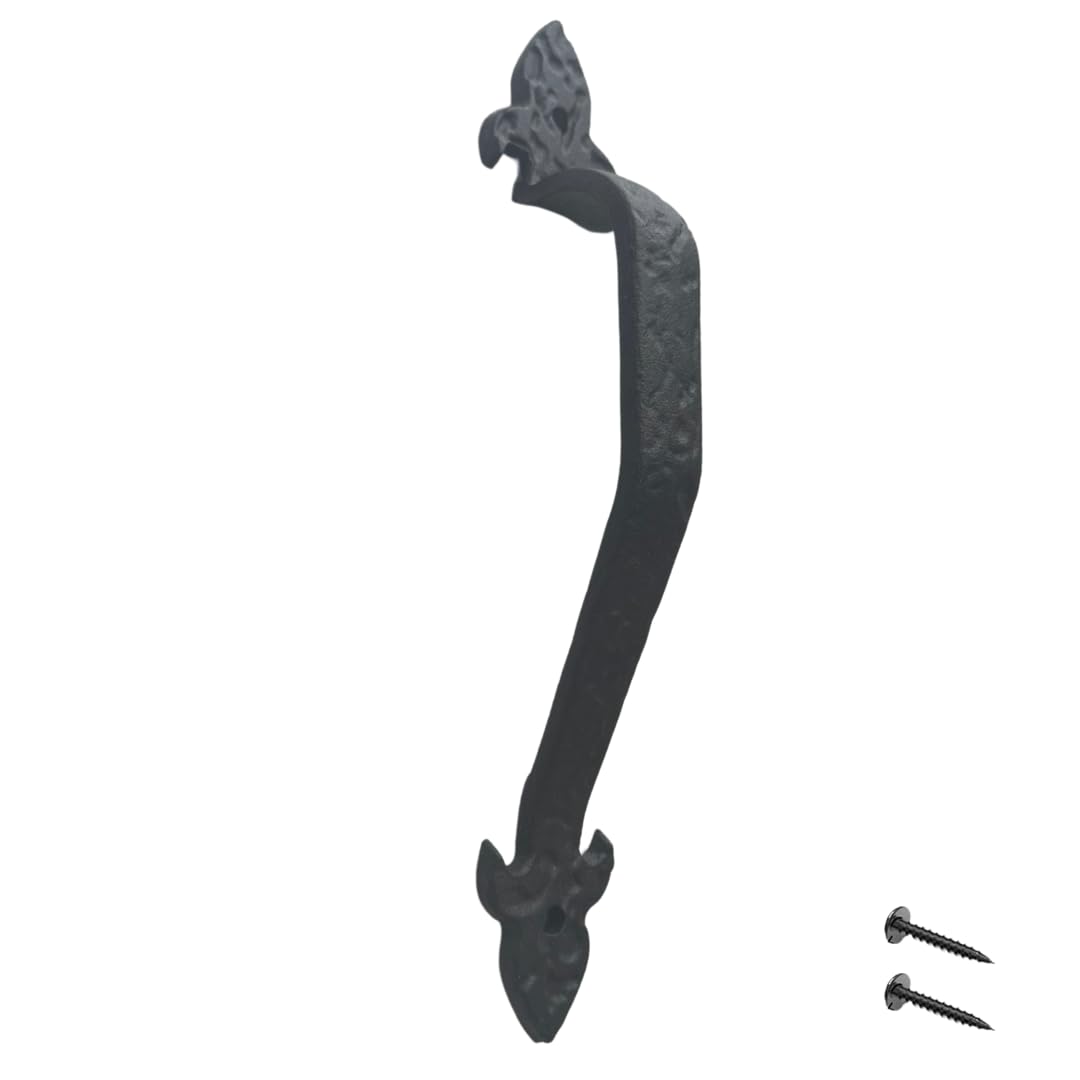11" Spear Tip Hammered Barn Door Handle, Black Outdoor Gate Pull
