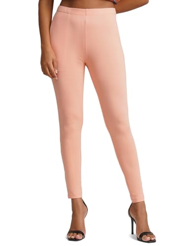 Image of ONE SKY Women Full Length Leggings | Cotton Modal Spandex Blend | High Waist Stretchable & Bio-Washed Fabric | Colour-Lock Technology | Comfortable Leggings for Women