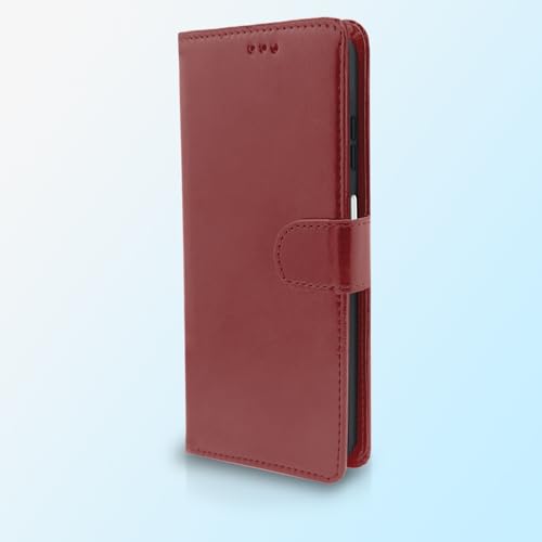 Image of Amazon Basics Flip Cover for Redmi Note 14 5G Leather Finish | Wallet Stand and Shock Proof | Inside TPU with Card Pockets | Complete Protection Flip Case (Brown)