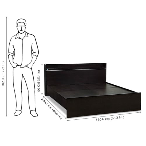 Image of DELITE KOM Plum Engineered Wood Queen Without Box Bed (Finish Color Flowery Wenge Delivery Condition Knockdown)