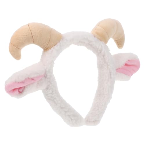 TOVINANNA Serre-tête Oreilles de Chèvre en Peluche - Cornes de Mouton Et Oreilles D'agneau, Serre-tête pour Déguisement D'animaux, Accessoire de Fête Costumée pour Adultes Et Enfants, Coiffe de
