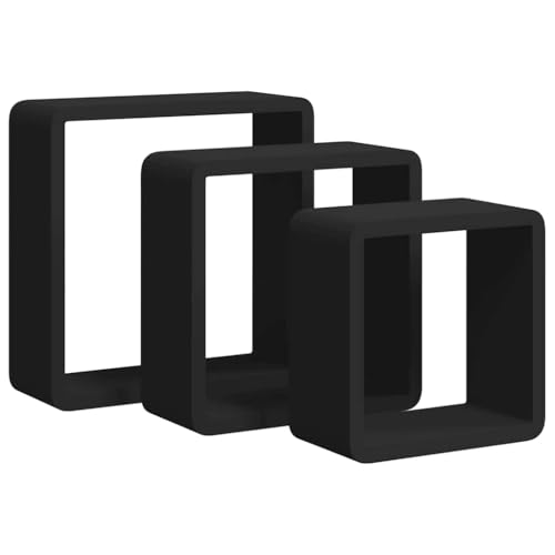 vidaXL Etagères Murales sous Forme de Cube 3 pcs Etagères Flottantes Etagères Suspendues Organisateur Unité Murale Intérieur Noir MDF