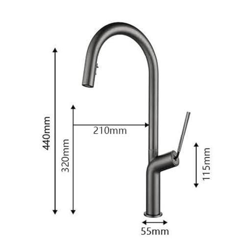 Robinet de cuisine extensible Cromo-A à arc haut pour évier monotrou