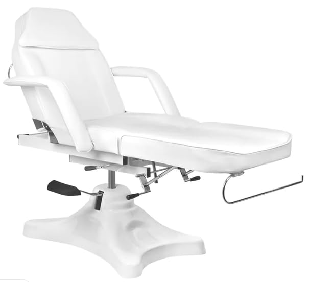 Generisch Hydraulische Kosmetikliege Weiß mit Drehfunktion – Professioneller Kosmetikstuhl Höhenverstellbar für Kosmetikstudio, Beauty Salon, Spa, PMU & Tattoo
