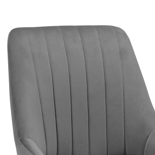 Image of Finch Fox Morris Velvet Dining Chair for Living Room, Bedroom, Home Office with Black Metal Legs in Dark Grey Color (Set of 4)