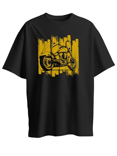 Image of T-Shirt for Men - 100% Cotton Ladakh Motorcycle Rider Half Sleeve Round Neck Graphic Print | Regular & Oversized Fit | 180 /220 GSM | S-5XL | Black, Navy Blue, Olive, Red, White