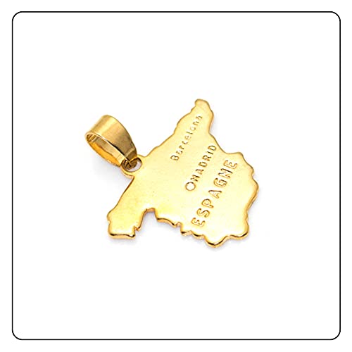 Hip Hop Plated 18K Gold Spain Map Pendant Necklace3