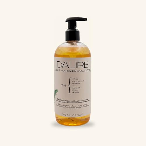 Champú Anticaspa cabellos SECOS sin Sulfatos – 500ml. Combate la caspa producida por hongos. Si tienes descamacion por sequedad, usa la CREMA NUTRITIVA DALIRE. Consulta por Whatsapp en la web