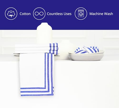 Servilletas de Tela Azul y Blanco 18x18 Pulg - Set de 6 miniatura 5