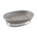 Produktbild iDesign York Seifenschale, formschöner Seifenhalter aus Keramik und Metall, mattgrau/mattsilberfarben