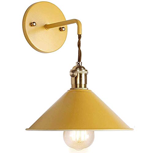 Azanaz Industrial Lampada da parete Lampada da parete Applique da Parete Metallo Vintage per cucina, soppalco, ristorante, bar, camera da letto e decorazione sala Illuminazione,giallo