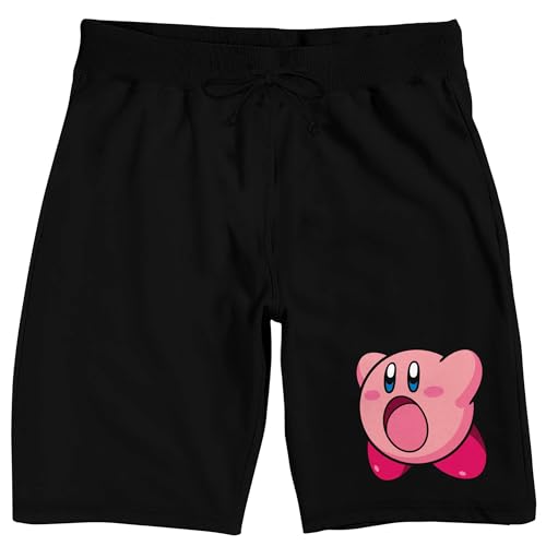 Kirby Floating Character Art Men's Black Sleep Pajama Shorts - Main Image
