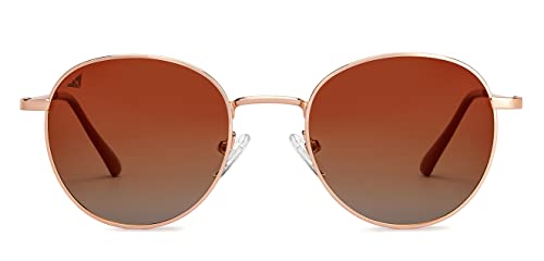Image of Vincent Chase By Lenskart | Gold Brown Full Rim Round | Polarized and 100% UV Protected | Men & Women | Medium | VC S13137