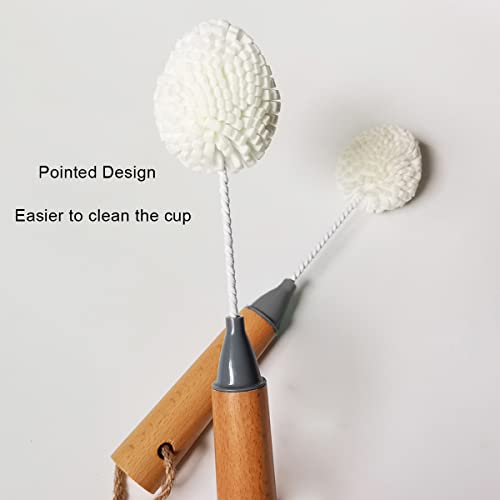 Sinolofty Wine Glass Cleaning Brushes 2 Pack Flute And Stemware Tipped Bottle Washing Soft Foam Non Scratch Bristle Cleaner Tool For Champagne, Whiskey, Flask, Drinking Bottle, Vase And Glassware #TOP6