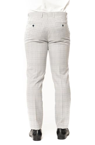 Slim Fit Plaid Mens Dress Pants Flat Front No Pleats 23114