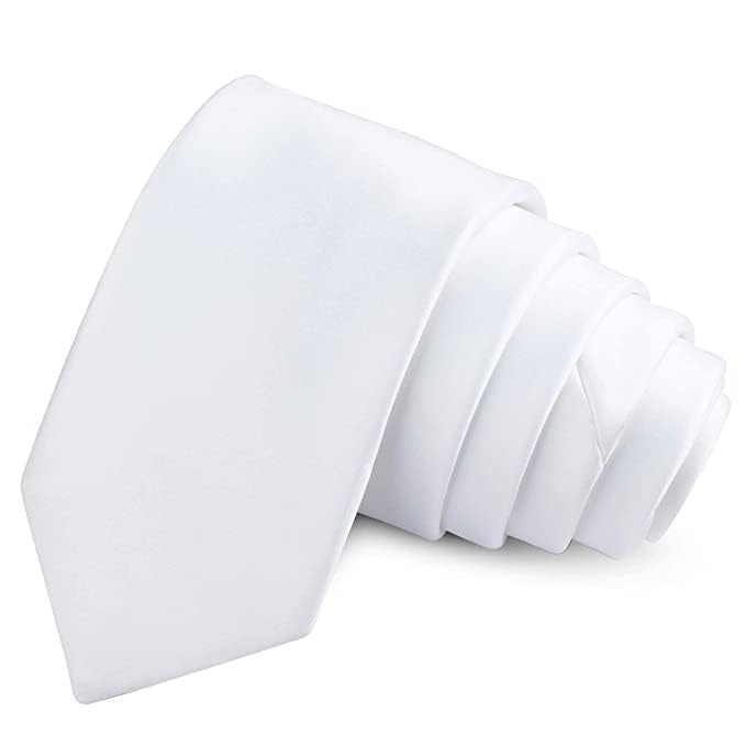 ARYANSH SHOPPE Men's Solid Color Satin Microfiber Tie, Regular and Skinny Width for Office, Interview Wedding Formal Dress (WHITE)-picture-13