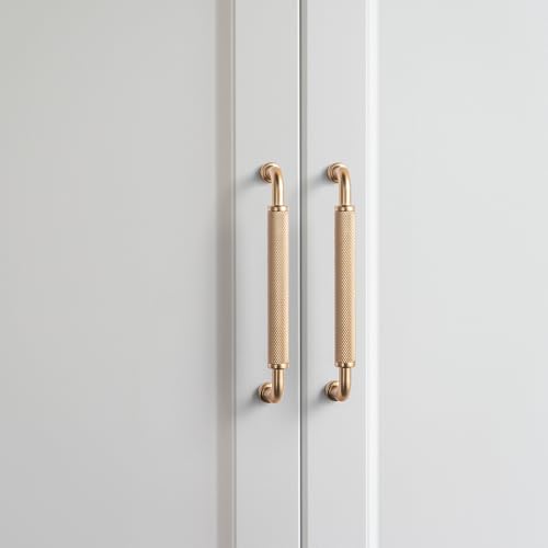 Image of Goo-Ki 6 Pack 5 Inch Champagne Bronze Knurled Cabinet Pull Handle - Textured Non-Slip Grip, Classic Modern Design for Kitchen Cabinets & Furniture Drawers