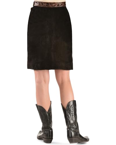 Women's Tooled and Fringe Sedona Suede Skirt - Sedona Blk3