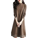 [ニーマンバイ] ワンピース ハイネック ニット レース 膝丈 カジュアル フォーマル ワンピ レディース 秋冬 袖あり 30代 40代 50代 年 代 生地 ギフト 贈り物 単品 コーデ 二次会 お呼ばれ 秋 あき オータム 秋用 ウィンター 冬用 冬服 冬物 ブラウン 4A-N15-BRM