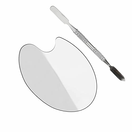 Shiny Makeup Palette with Stainless Steel Oval Shape Spatula, Silver 100 g-image-38