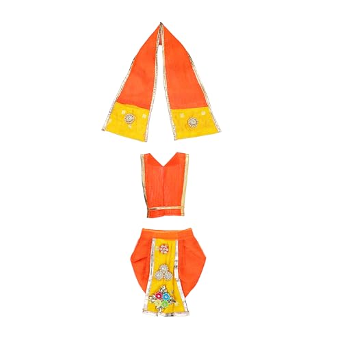 Conjunto decorativo de vestido Poshak Radha-Krishna y Ganesh-Laxmi para estatua 4" miniatura 3