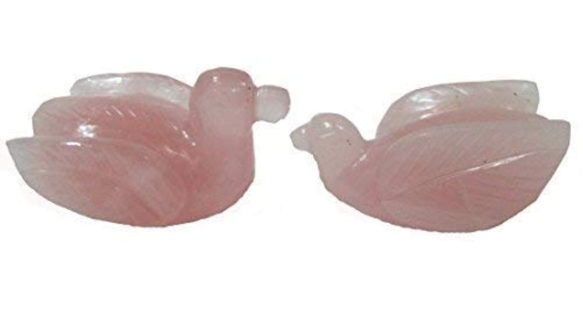 Plus Value Feng Shui Mandarin Ducks in Natural Pink Rose Quartz