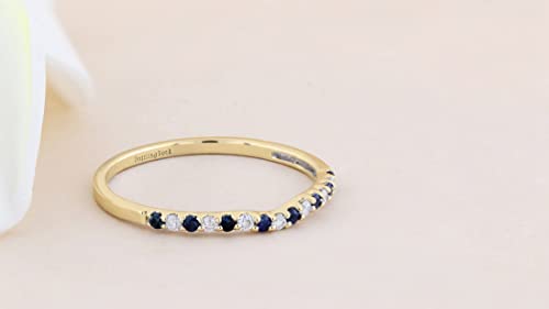 Dazzlingrock Collection Round Alternate Blue Sapphire & White Diamond Anniversary Wedding Band for Women (0.10 ctw, Color I-J, Clarity I1-I3) in Solid Gold4