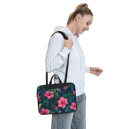 Bolso para laptop impermeable con hojas tropicales 14 pulg miniatura 3