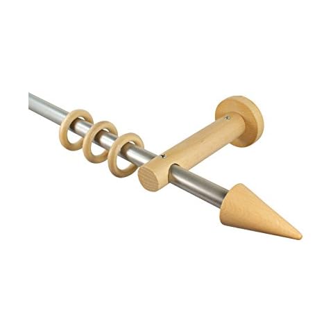 Gardinenstangen 16 mm aus Metall und Holz Alu/Buche Endstück Sharp Cover