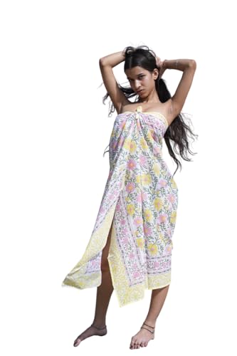 Beautiful Hand Block Print Hand Made Cotton Scarf Cotton Sarong Bagru Print Pareo Decorative Summer Beach Scarf