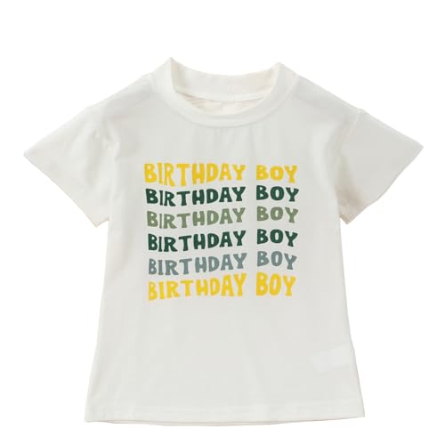 Summer Kids Toddler Baby Boy Birthday Shirt Short Sleeve Birthday Boy Letters Print T-Shirt Tops for Boys 1-5 Years