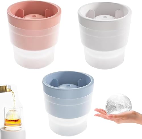 製氷皿 丸氷 大きい氷 透明氷 シリコン製 溶けにくい 取り出しやすい ビール、ウイスキー、ジュース、お酒、飲み物用 3個セット 直径6cm (5cm)