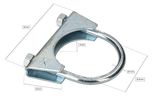 KOTARBAU® Set of 2 U-bolt bracket clamps, 54 mm, exhaust clamp, pipe clamp, U-bolt for mounting antennas pipes, masts - Image 3