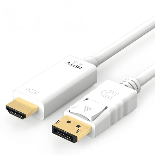 Leloco Câble DisplayPort vers HDMI 4K 1,8 m, DP vers HDMI 4K @ 30 Hz PVC, câble HDMI Displayport pour PC, HDTV, ordinateur portable, TV, projecteur,...