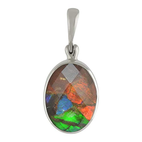 Starborn Ammolite and Faceted Quartz Oval Pendant in Sterling Silver3