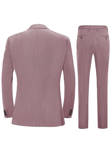 Pinstripe Tuxedo Suits for Men Regular Fit Peaked Lapel Wedding Party Dinner Stripe Suit Blazer Vest Pants Bow Tie Set2