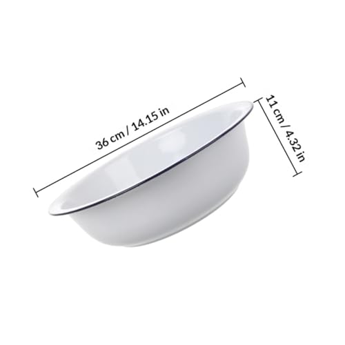 Tazón esmaltado blanco vintage de 36 cm capacidad grande miniatura 2