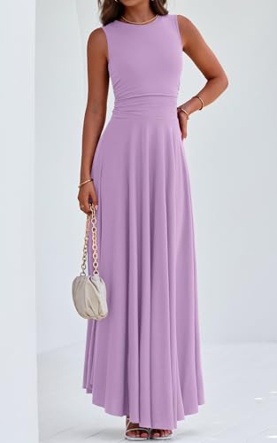 Image of PRETTYGARDEN Womens Summer Dresses 2026 Casual Sleeveless Crewneck Aline Maxi Dress Stretch Tank Flowy Long Dresses