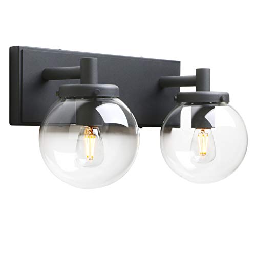 Buy 2 get 3 Pathson 2 Light Vintage Wall Sconce, Industrial Bathroom Vanity Light with Globe Glass, Indoor Wall Lamp Fixtures for Hallway Kitchen Bedroom