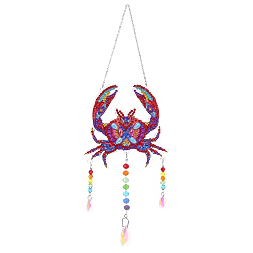 5D Diamond Painting Crab For Adults, Paint By Number Sunbathers Wind Chime With Crystal Jewel Pendant For Home Wall Art Decor #TOP4