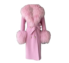 Cashmere Wool Fur Collar Coat