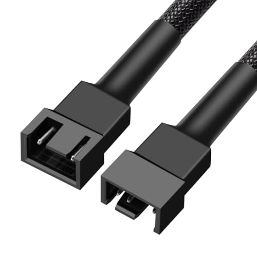 Image of 3 Pin / 4-Pin pc Fan Extension Cable(12 inch 30cm, Black) (pwm Fan Extension Cable 5 Pack)