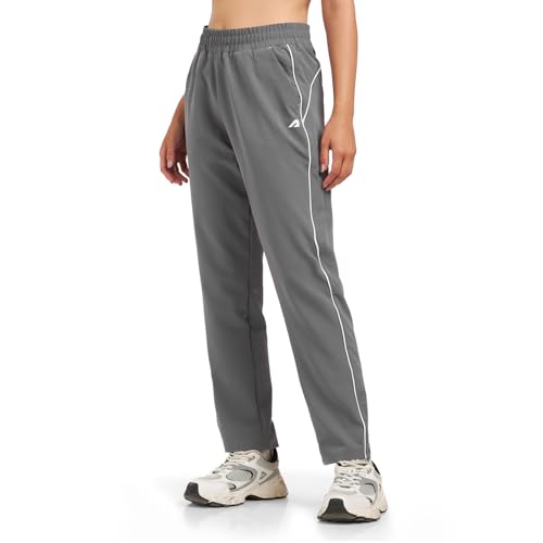 Image of Boldfit Track Pants for Women with Contrast Piping,Lightweight Poly Terry Fabric,Elastic Waistband, Side Slant Pockets,Regular Fit Gym Track Pants for Woman Athletic Gym,Running & Casual Wear Joggers