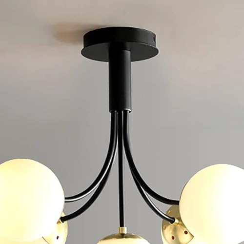 Image of Avior Ceiling Chandelier for Living Room, Jhoomer for Home Decoration, Jhumar Dining Room, Decorative Lighting Fixture for Ceiling Center (Metal & Glass, Black)