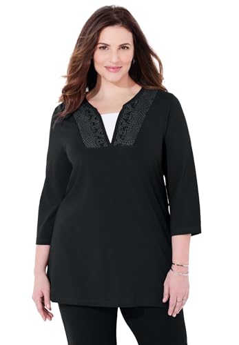 Catherines Women's Plus Size Suprema Lace Trim Duet Top