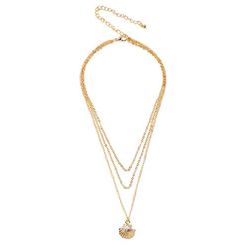 Preisvergleich Produktbild AMTBBK Shell-Hängende Halskette, Multi-Layer-Halskette, Clavicular Kette, Kurzhalsband, Bambus-Kette, Adjustable, Danksagungs-Geschenk